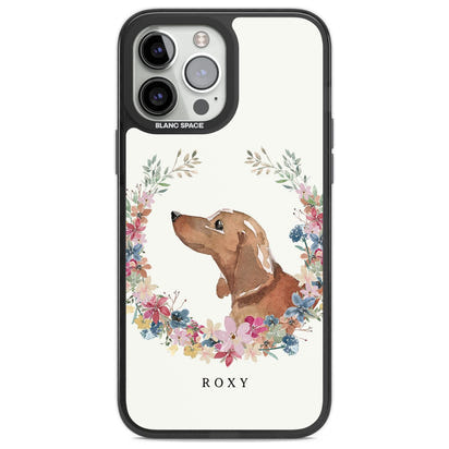 Personalised Tan Dachshund Floral Portrait