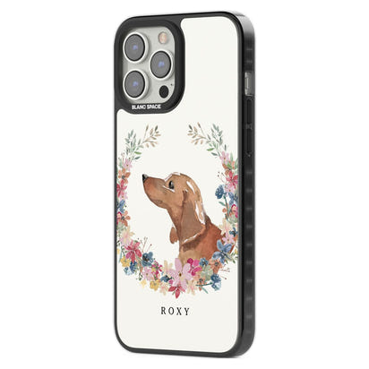 Personalised Tan Dachshund Floral Portrait