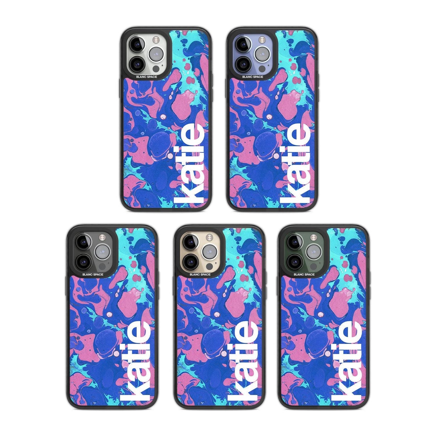 Personalisiertes marineblau-türkisfarbenes Marmor-Design