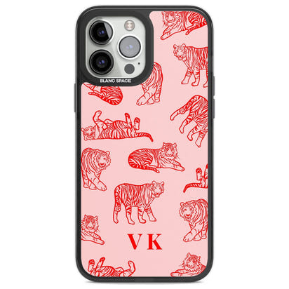 Personalised Red Tiger Outlines On Pink