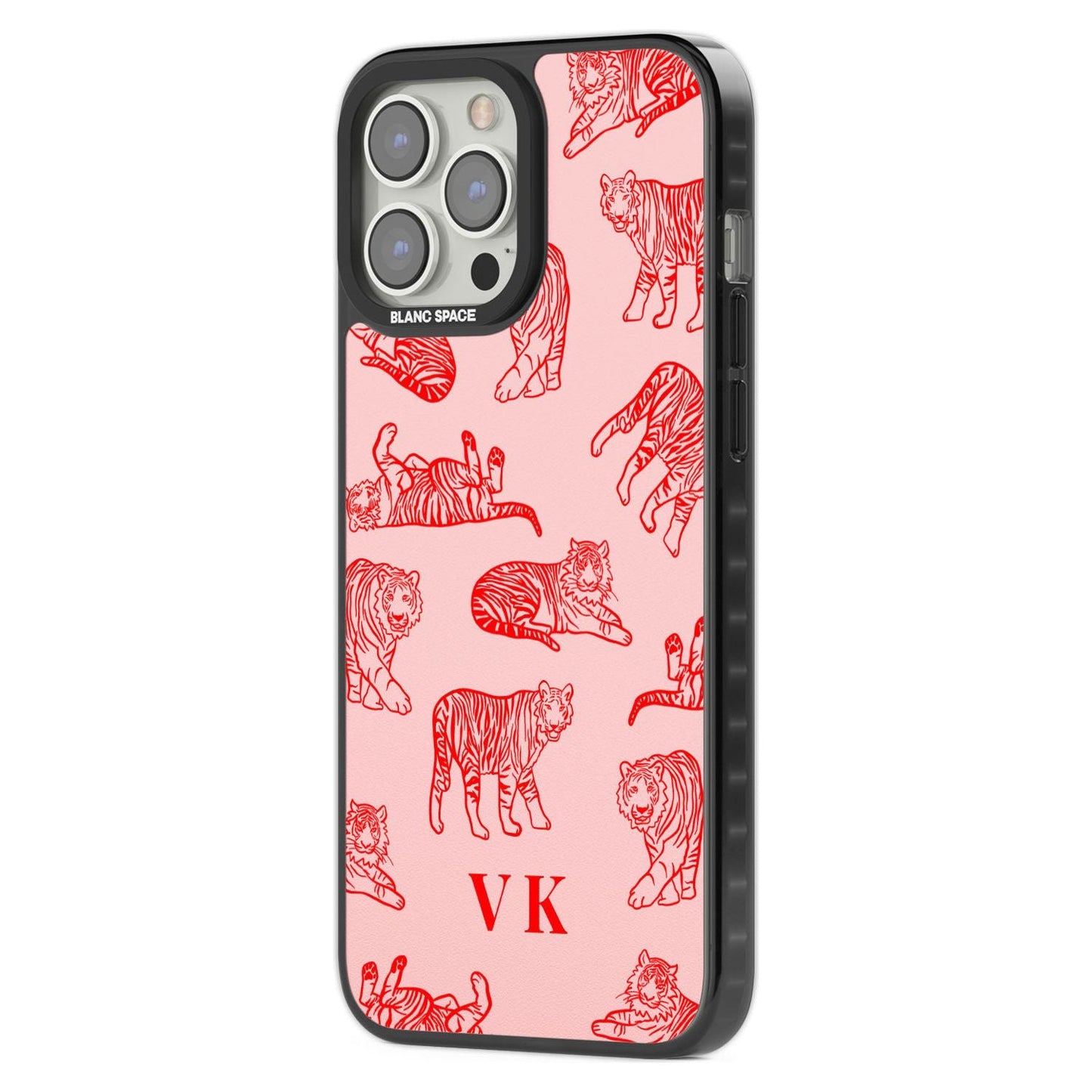 Personalised Red Tiger Outlines On Pink