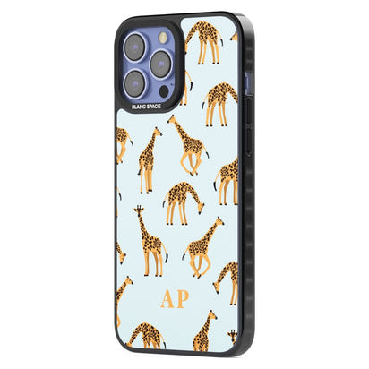 Personalisiertes Safari-Giraffenmuster auf Blau