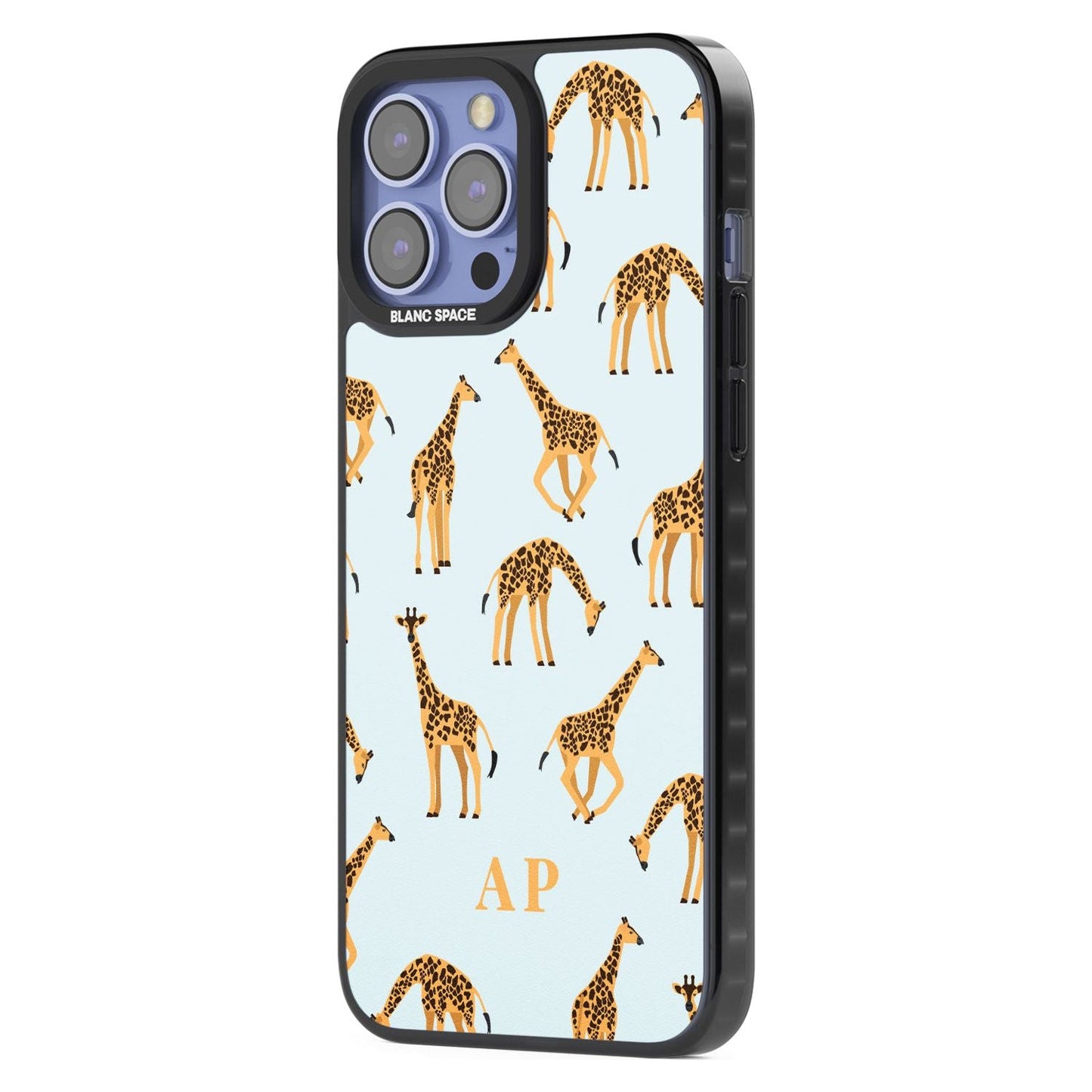 Personalisiertes Safari-Giraffenmuster auf Blau