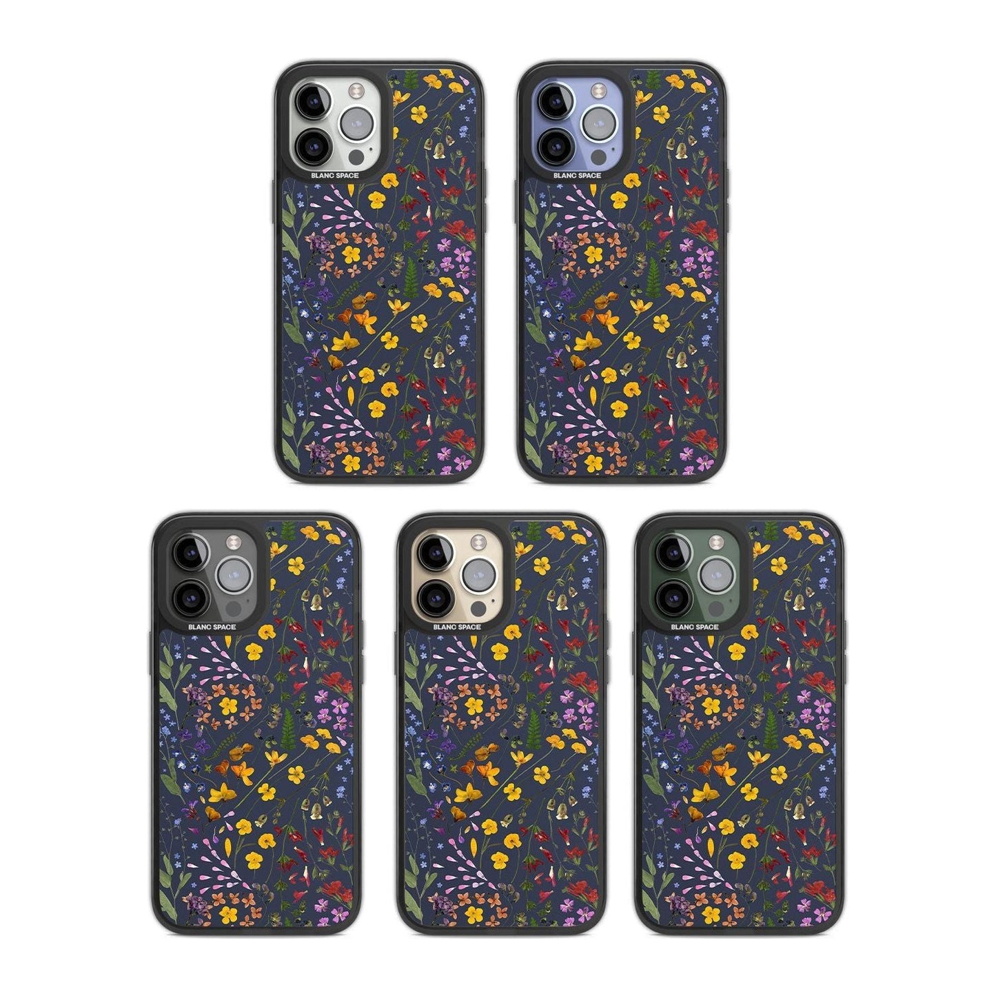 Grappe de feuilles de fleurs sauvages bleu marine