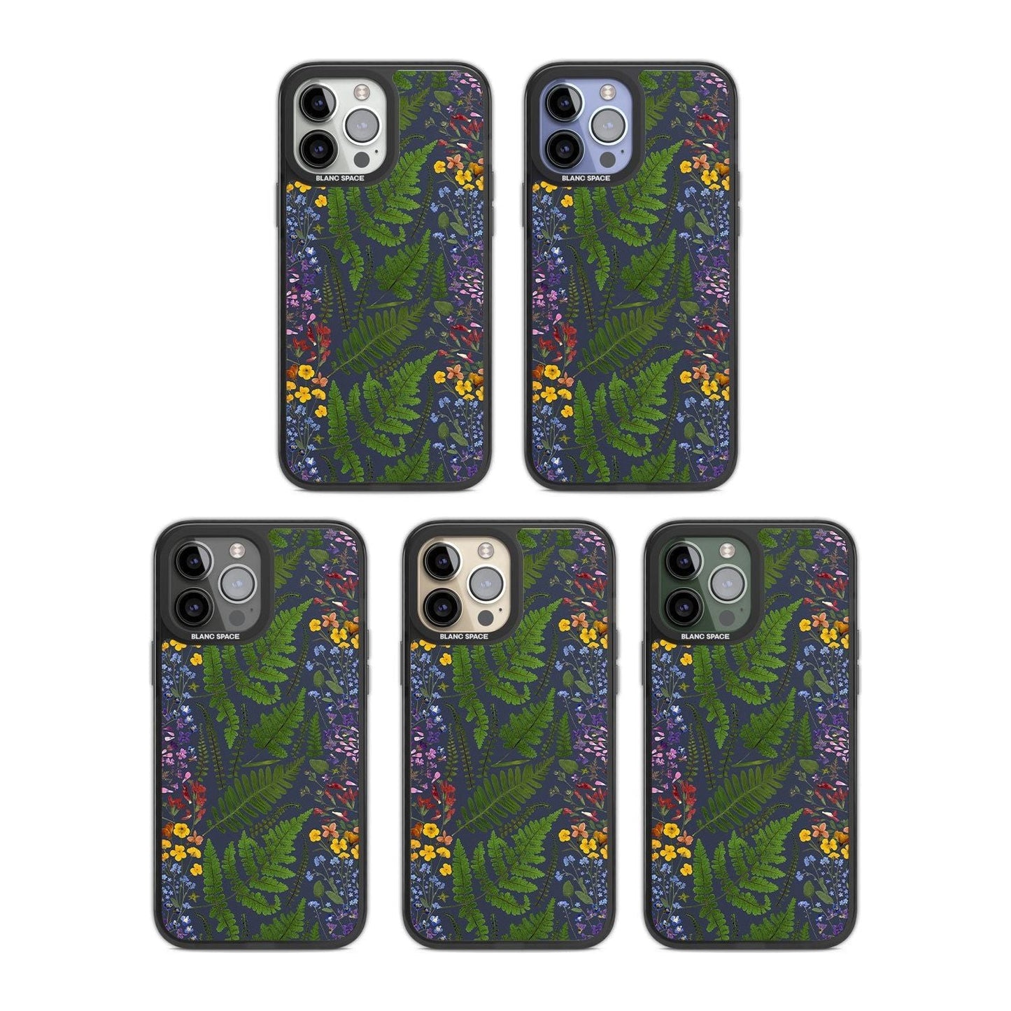 Busy Floral And Fern Design Navy