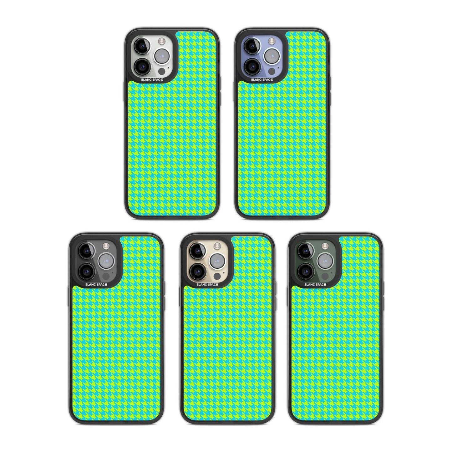 Neon Lime & Turquoise Houndstooth