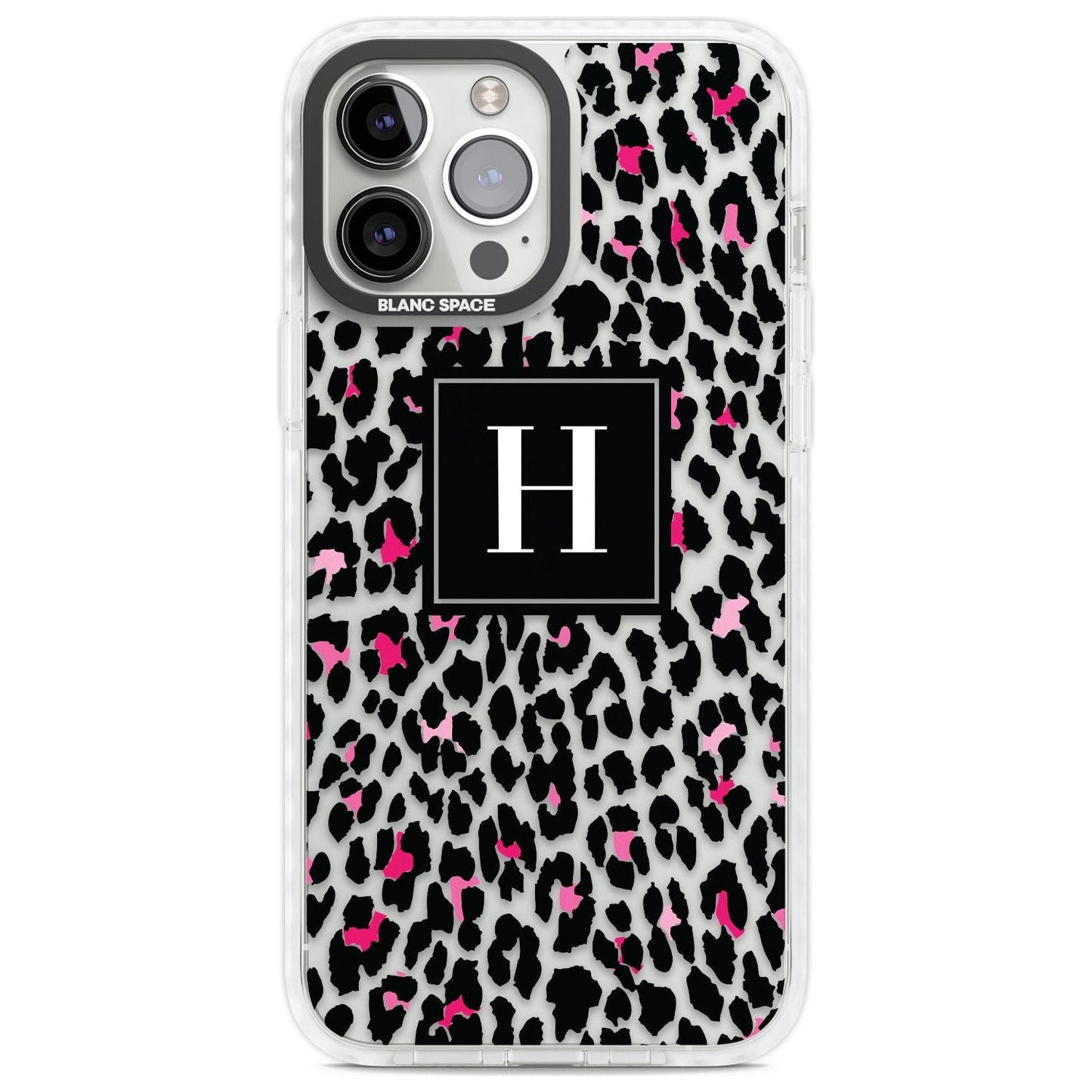 Personalised Clear Pink Leopard Monogram