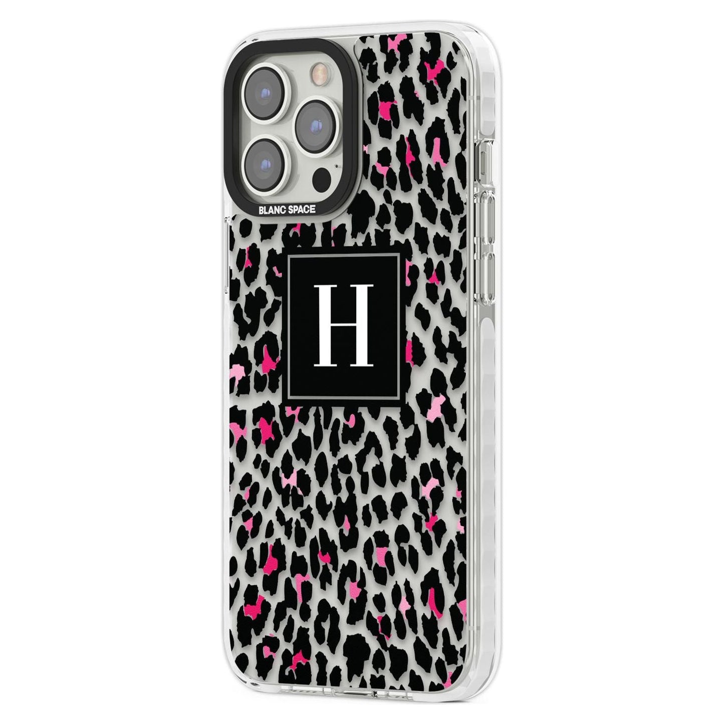 Personalised Clear Pink Leopard Monogram