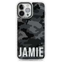 Personalisierter Name im schwarzen Camouflage-Muster (horizontal)