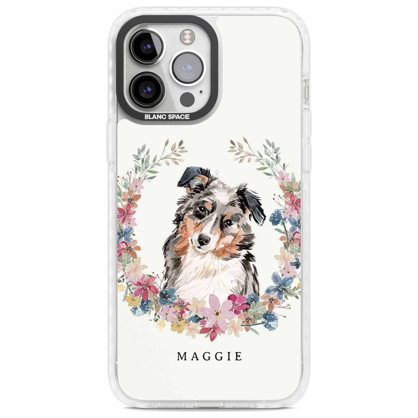 Personalised Australian Shepherd Floral Portrait