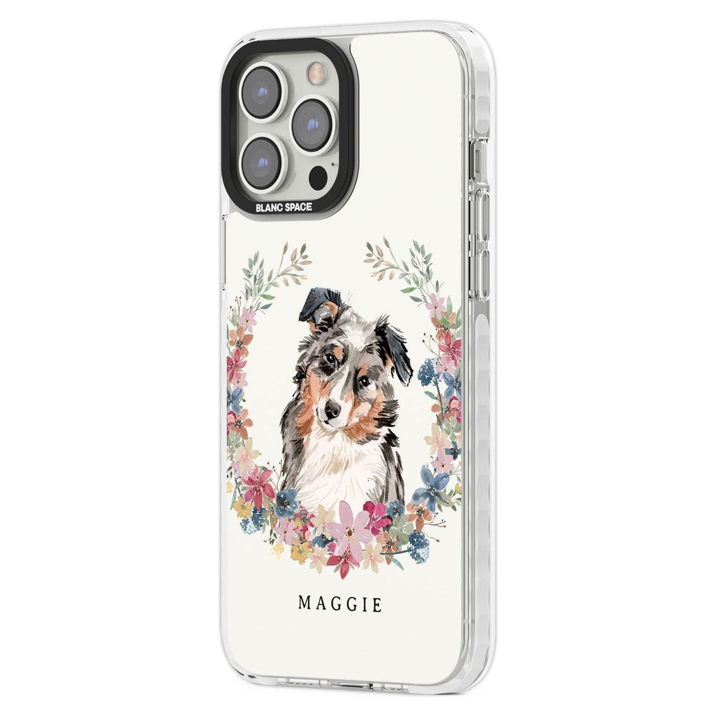 Personalised Australian Shepherd Floral Portrait