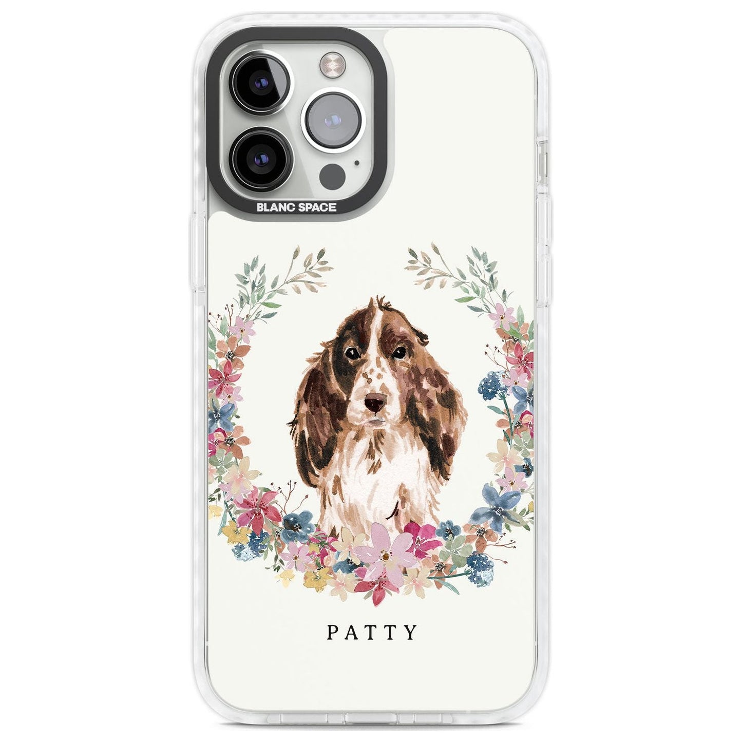 Personalised Cocker Spaniel Floral Portrait