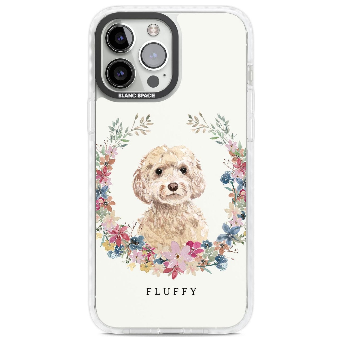 Personalised Champagne Cockapoo Floral Portrait
