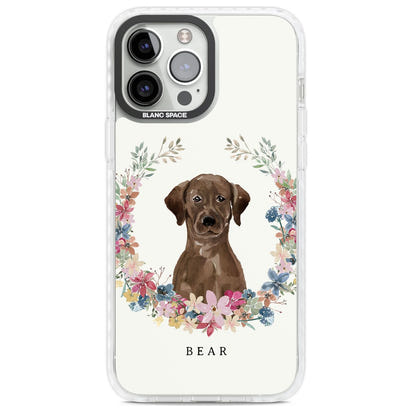 Personalised Chocolate Labrador Floral Portrait