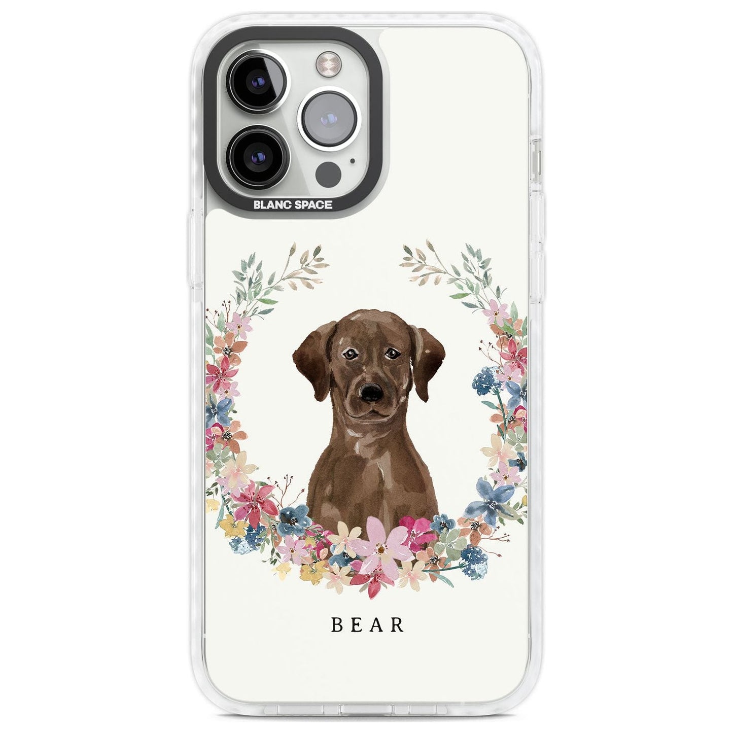 Personalised Chocolate Labrador Floral Portrait