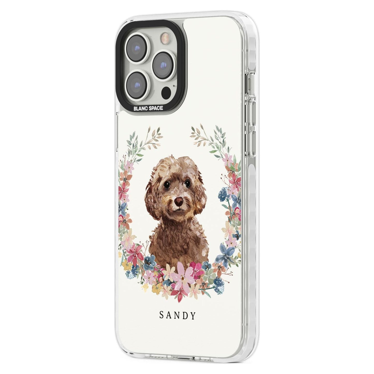 Personalised Brown Cockapoo Floral Portrait