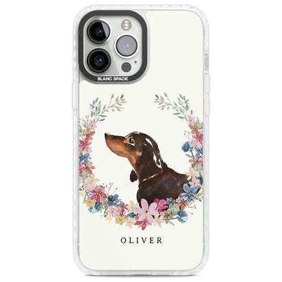 Personalised Black & Tan Dachshund Floral Portrait