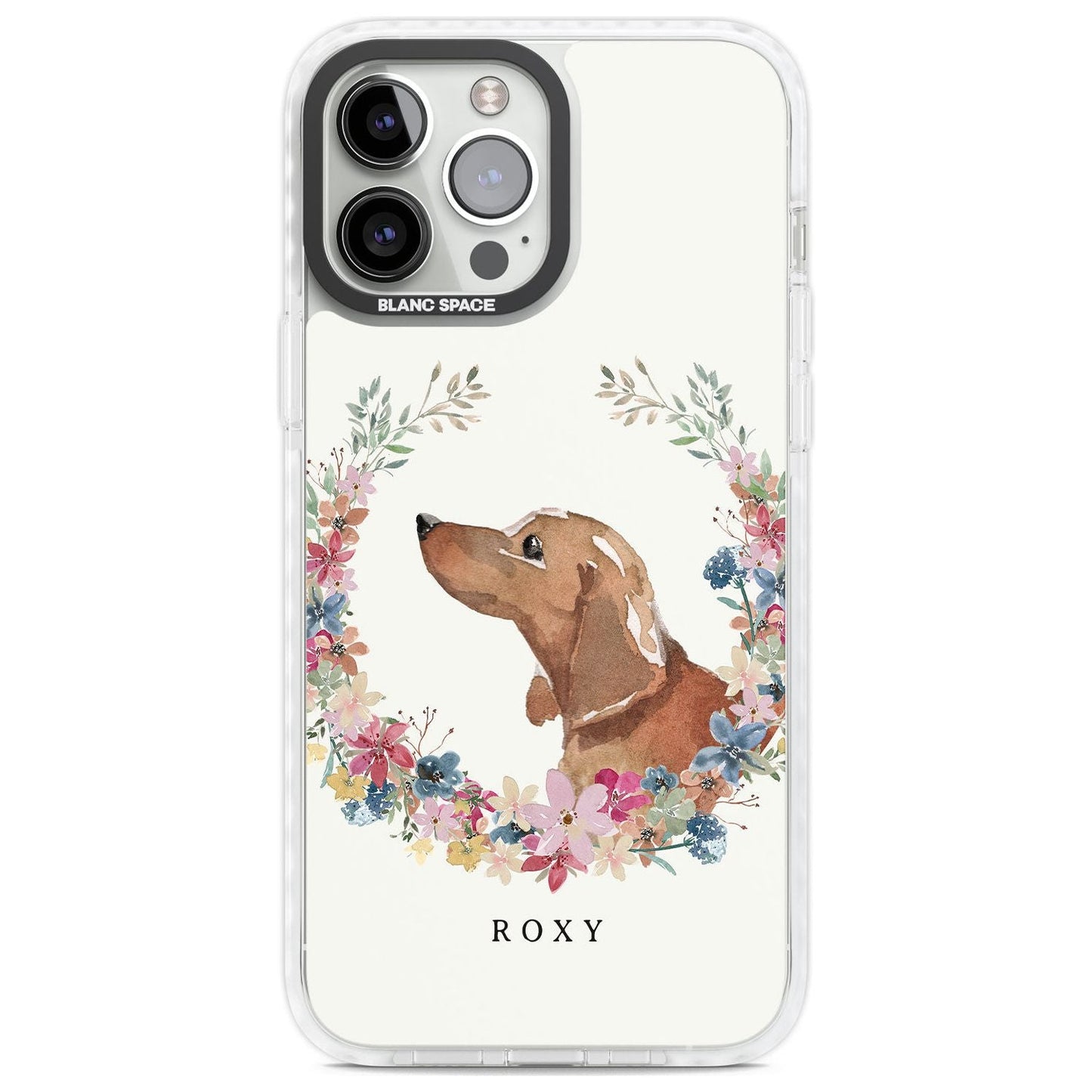 Personalised Tan Dachshund Floral Portrait