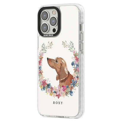 Personalised Tan Dachshund Floral Portrait