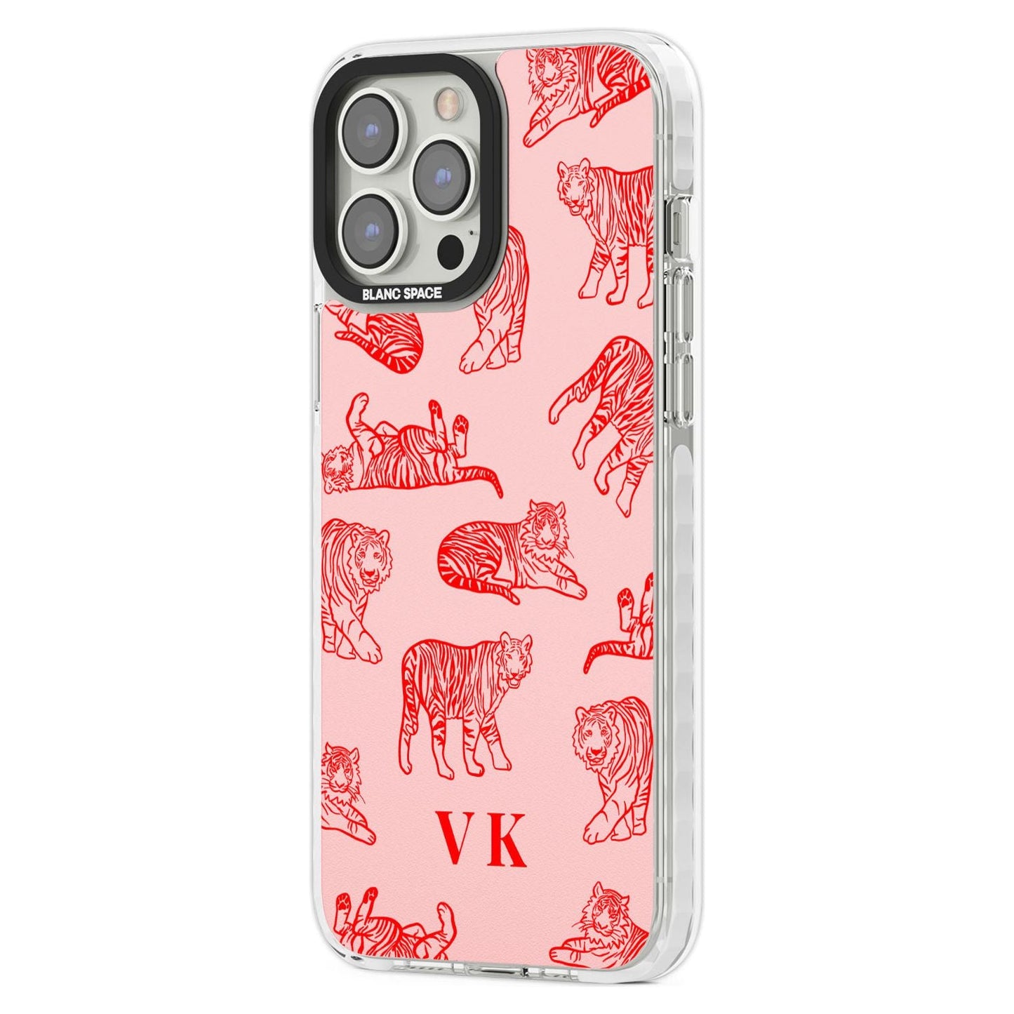 Personalised Red Tiger Outlines On Pink