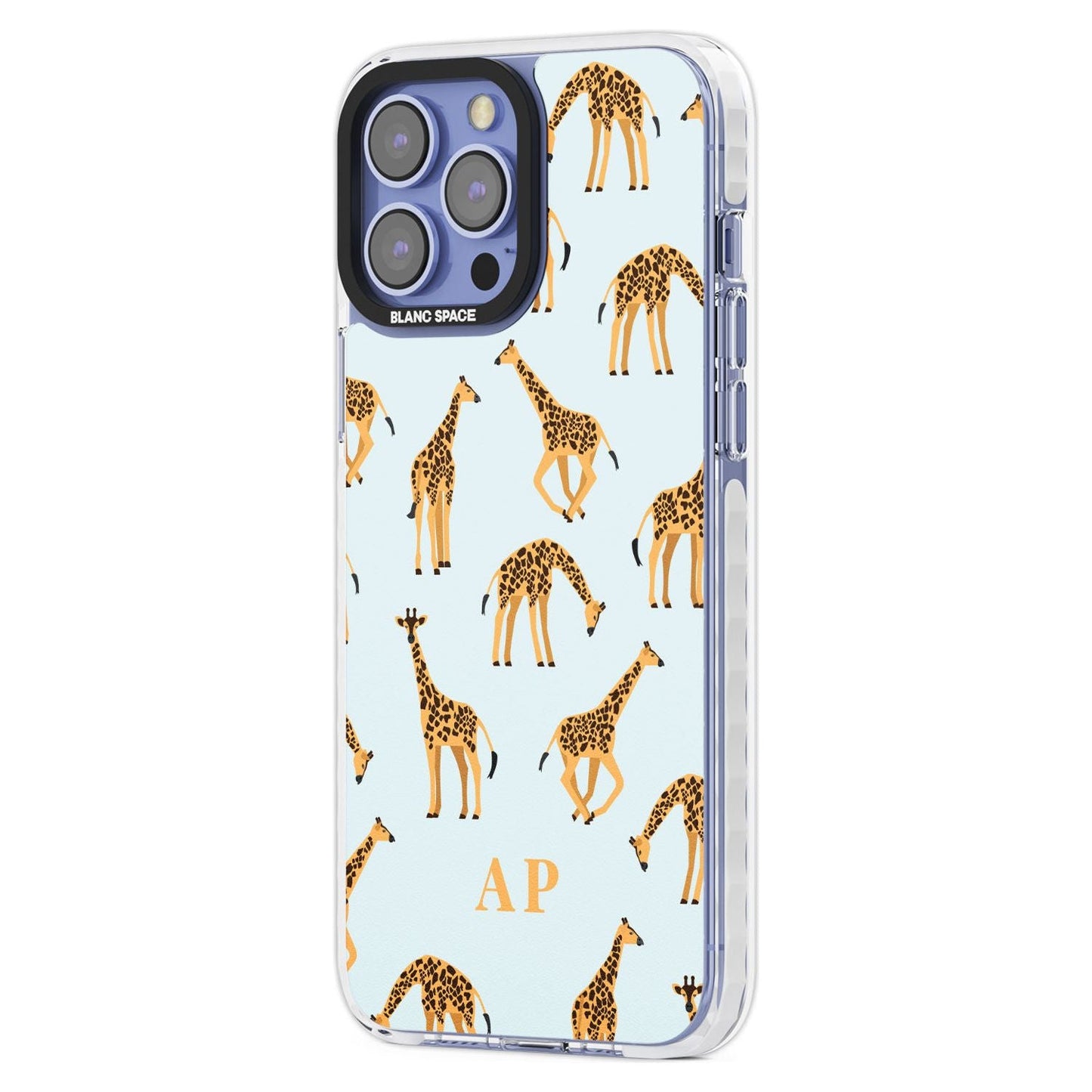 Personalisiertes Safari-Giraffenmuster auf Blau