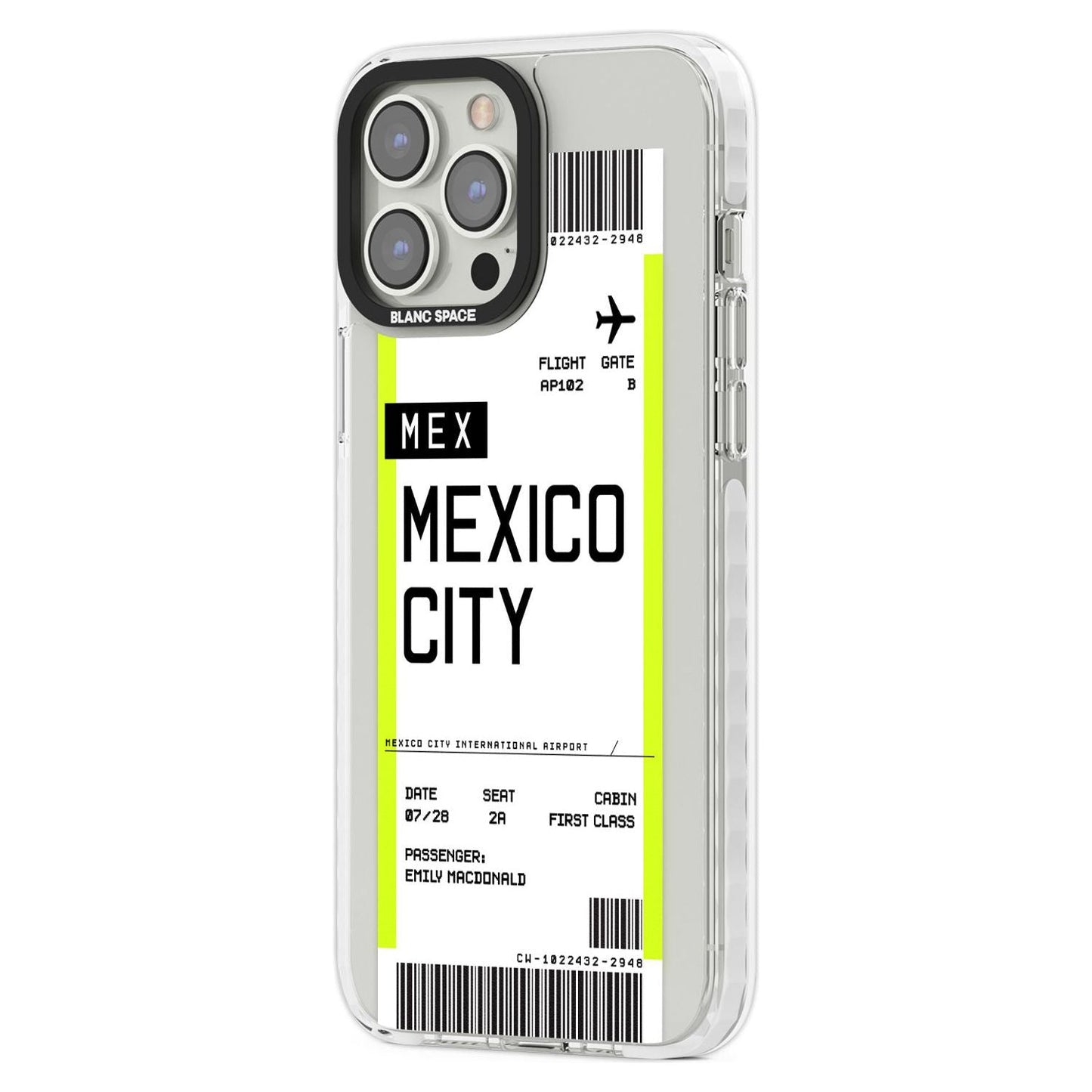 Carte d'embarquement personnalisée pour Mexico