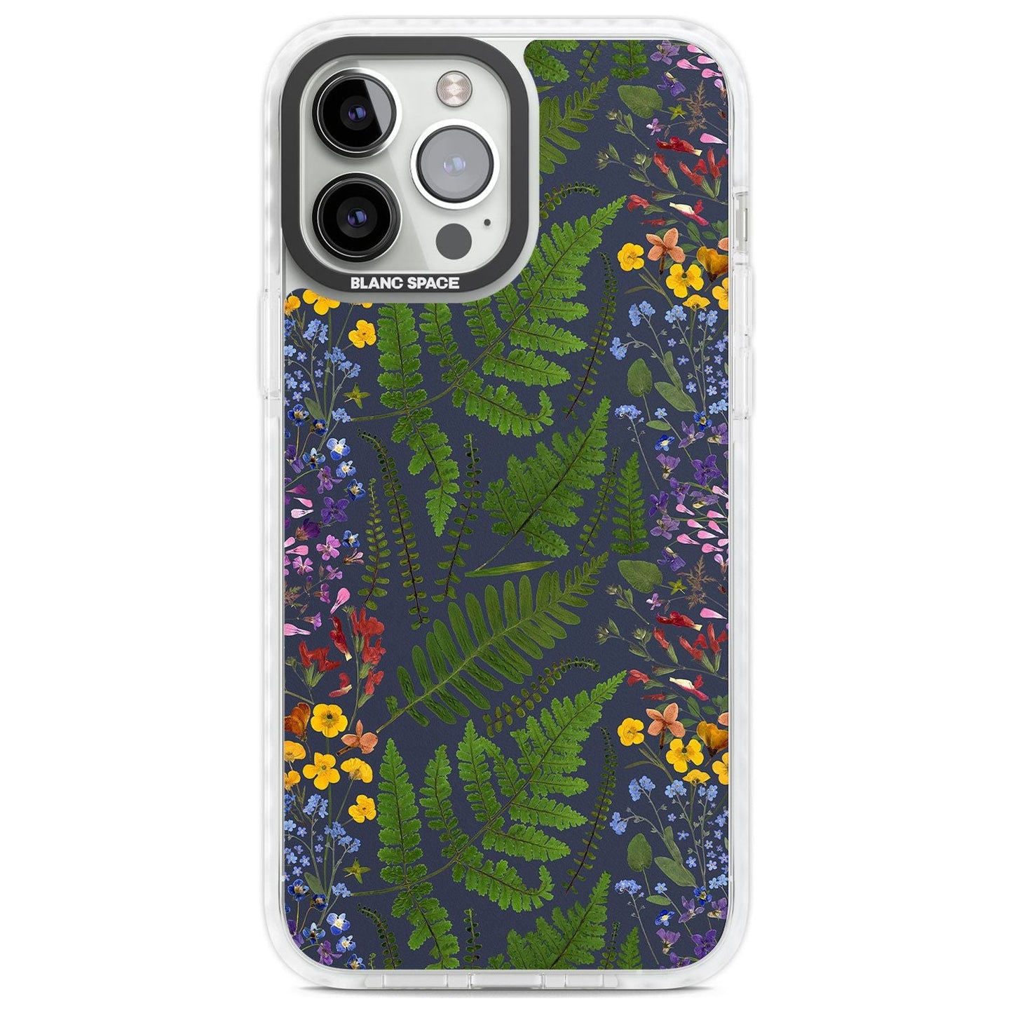 Busy Floral And Fern Design Navy