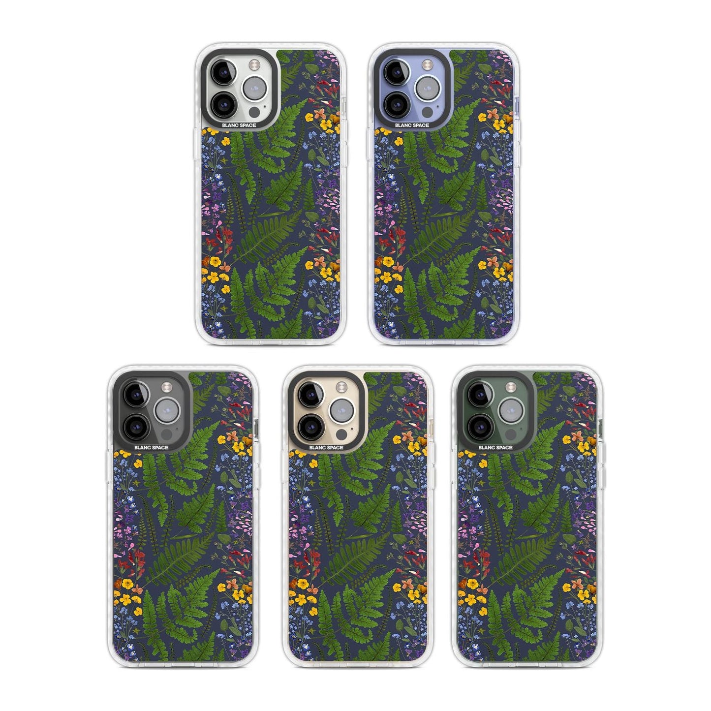 Busy Floral And Fern Design Navy