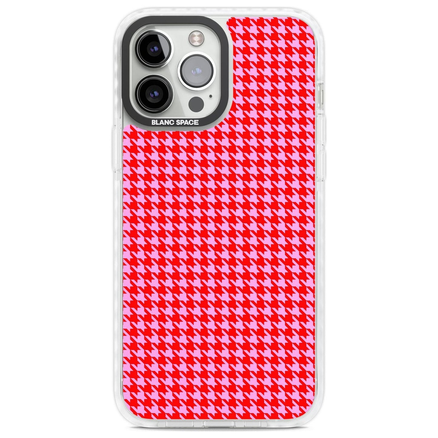 Pied-de-poule rose fluo et rouge