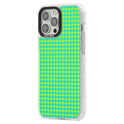 Neon Lime & Turquoise Houndstooth