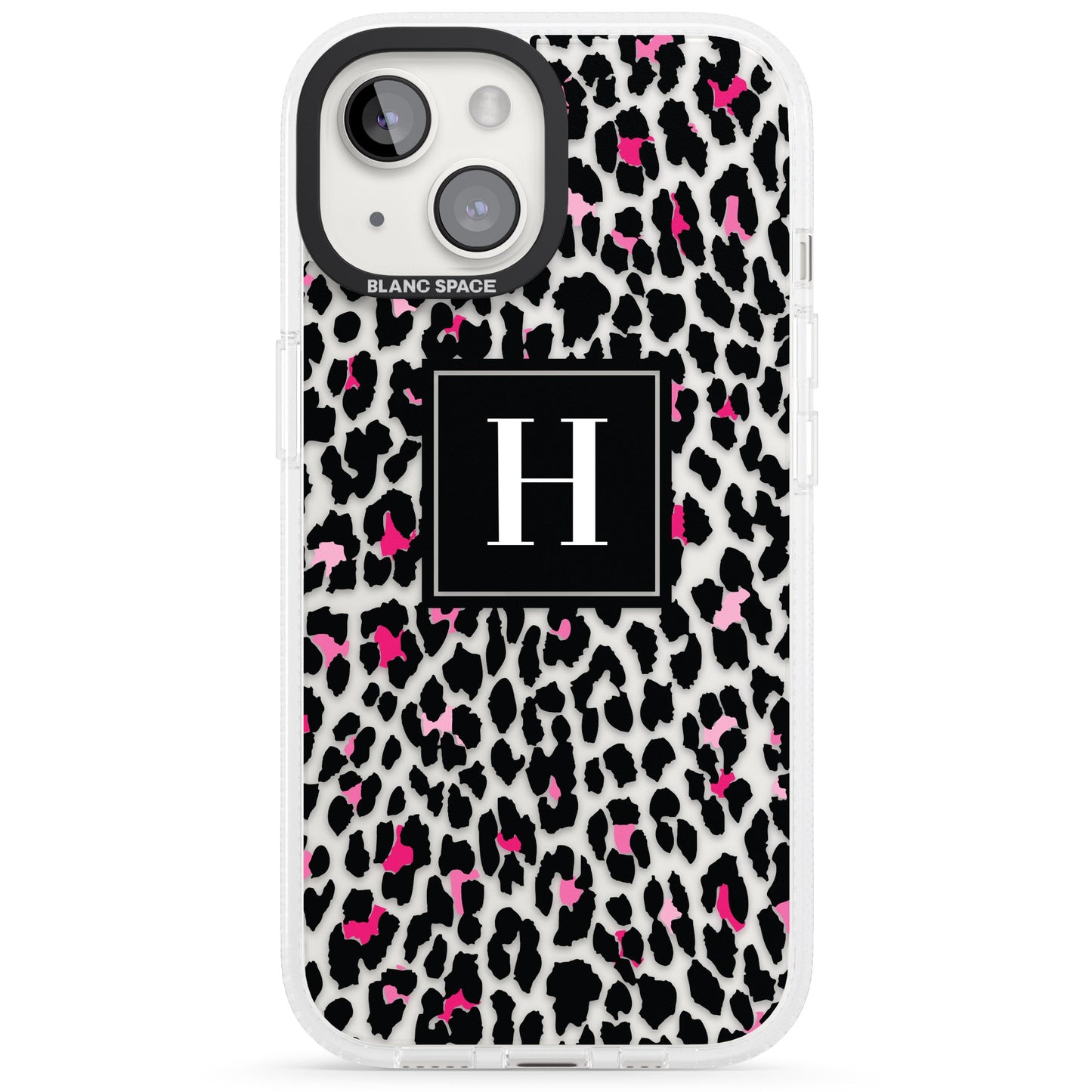 Personalised Clear Pink Leopard Monogram