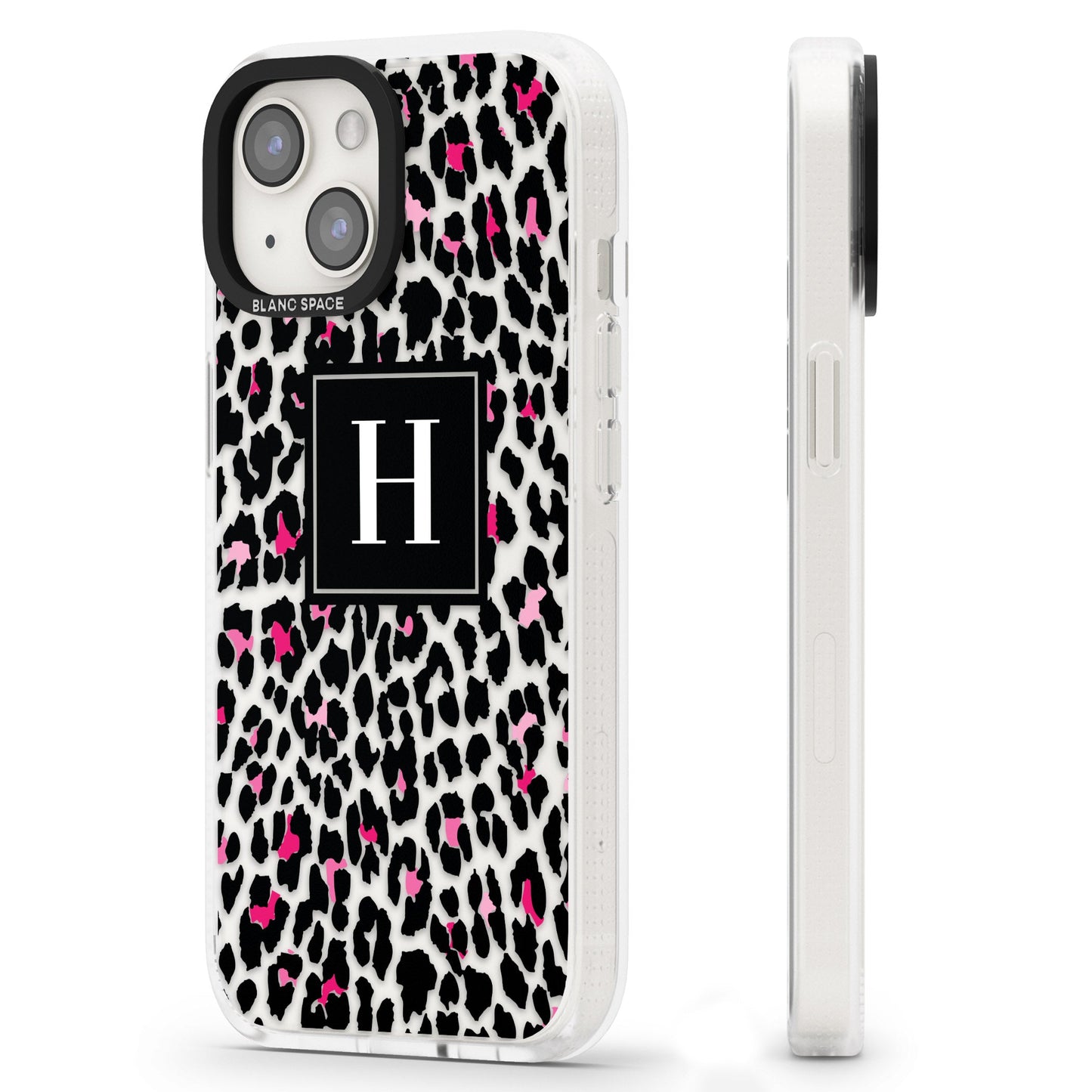 Personalised Clear Pink Leopard Monogram