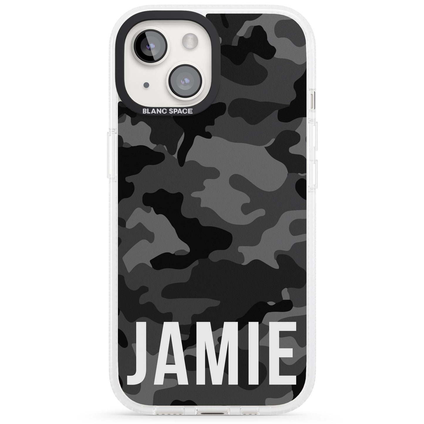Personalisierter Name im schwarzen Camouflage-Muster (horizontal)