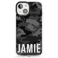 Personalisierter Name im schwarzen Camouflage-Muster (horizontal)