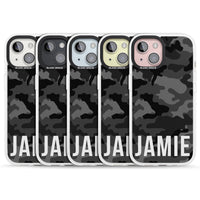 Personalisierter Name im schwarzen Camouflage-Muster (horizontal)