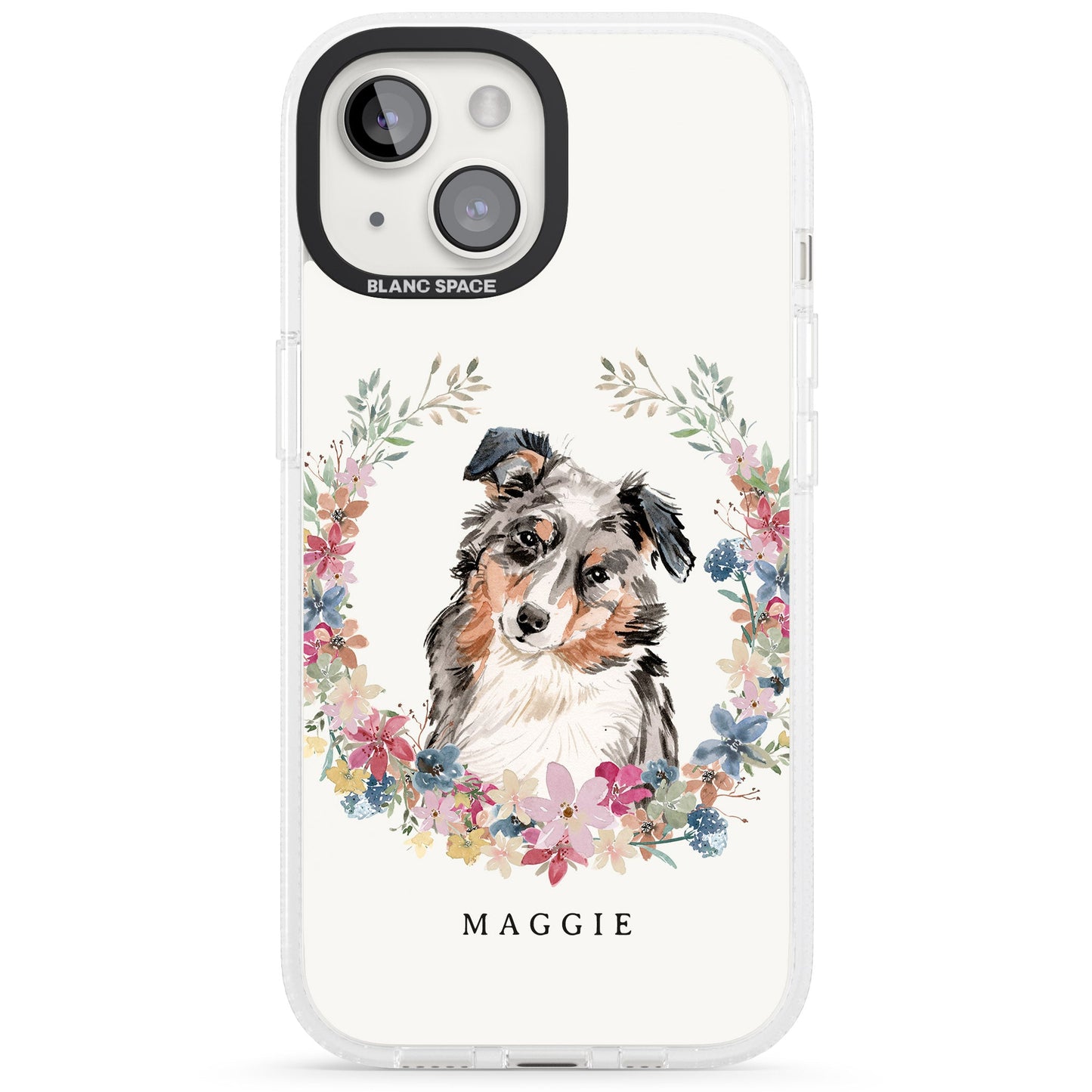 Personalised Australian Shepherd Floral Portrait
