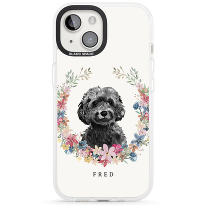 Personalised Black Cockapoo Floral Portrait