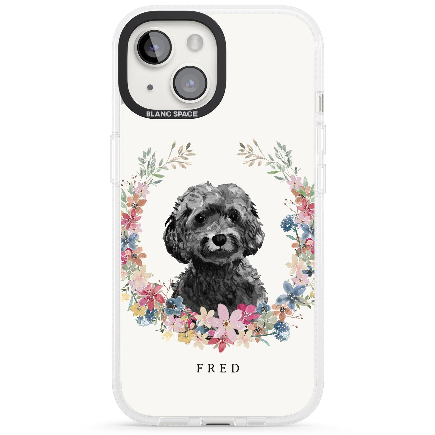 Personalised Black Cockapoo Floral Portrait