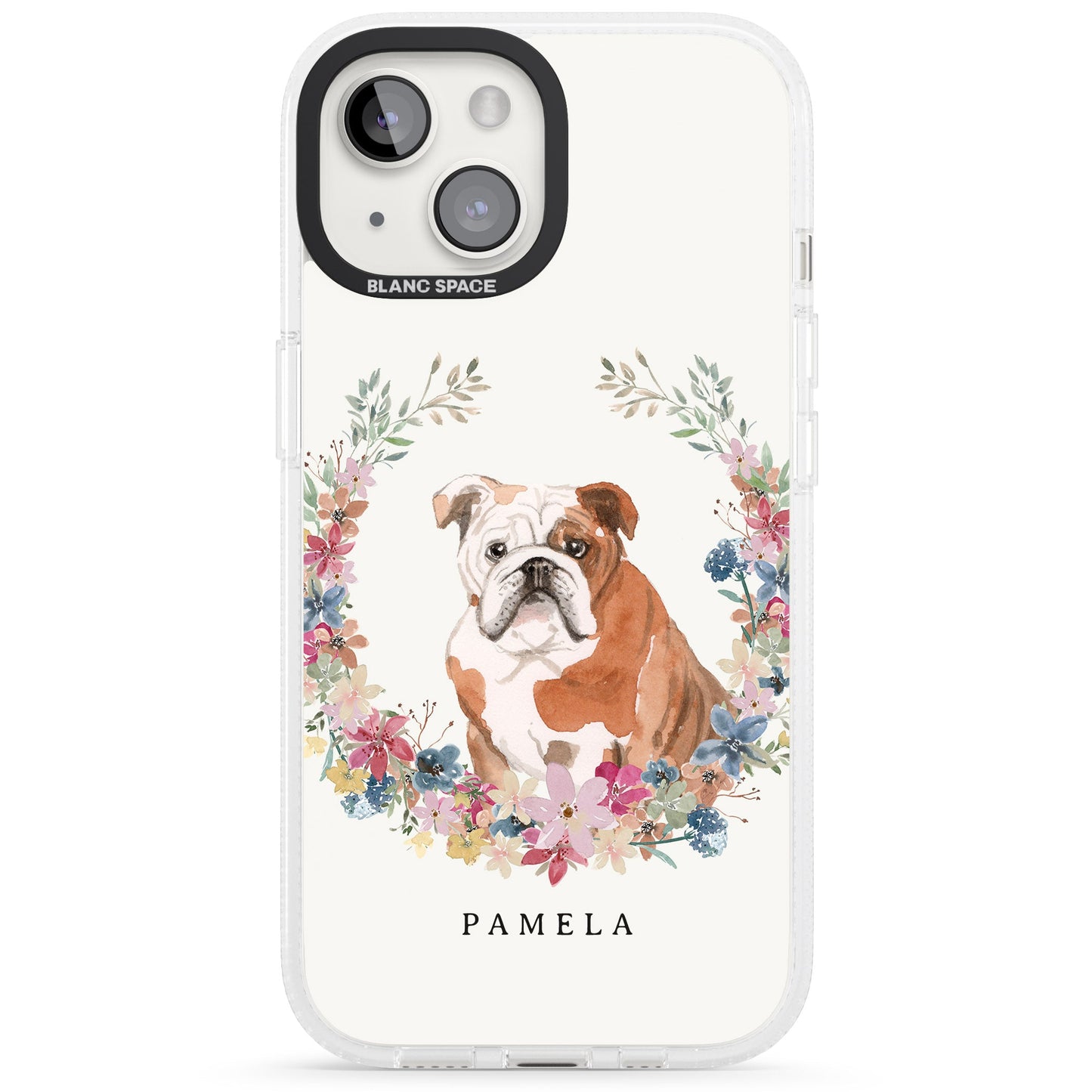 Personalised English Bulldog Floral Portrait
