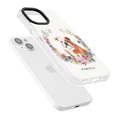 Personalised English Bulldog Floral Portrait