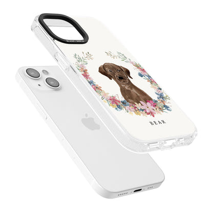 Personalised Chocolate Labrador Floral Portrait