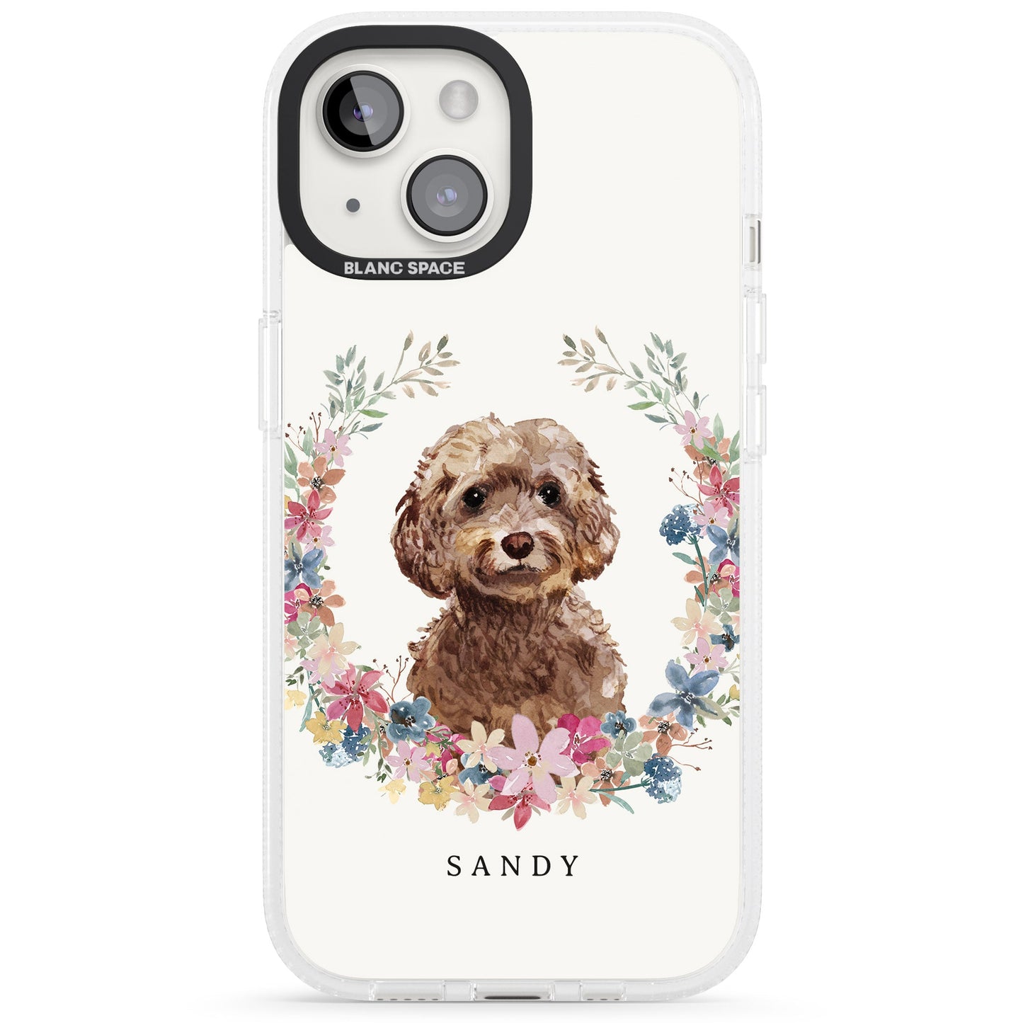 Personalised Brown Cockapoo Floral Portrait
