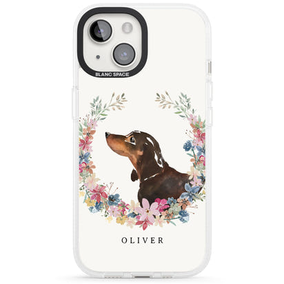 Personalised Black & Tan Dachshund Floral Portrait