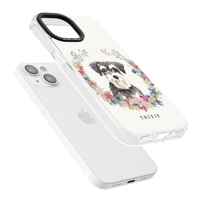 Personalised Watercolor Schnauzer Floral Portrait