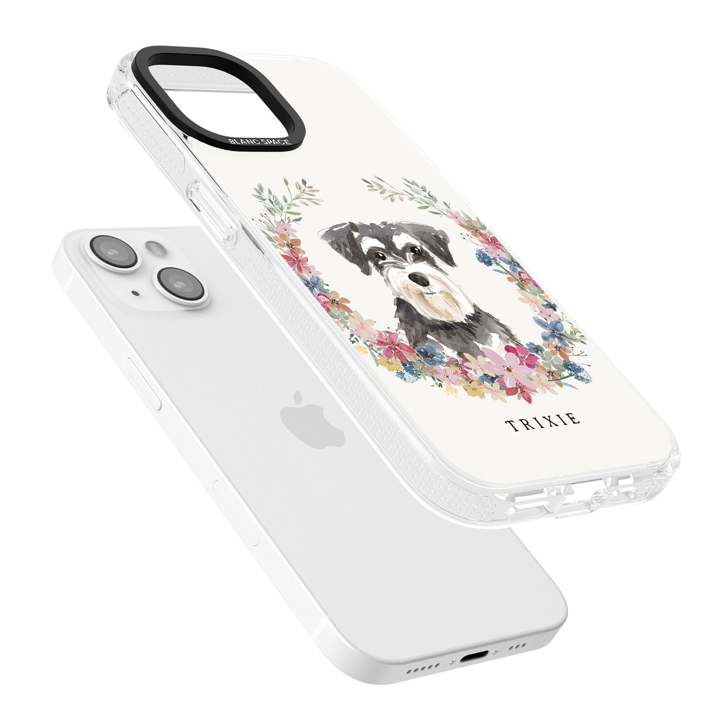 Personalised Watercolor Schnauzer Floral Portrait