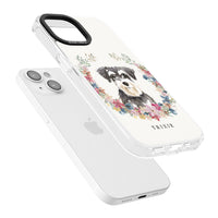 Personalised Watercolor Schnauzer Floral Portrait