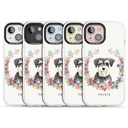 Personalised Watercolor Schnauzer Floral Portrait