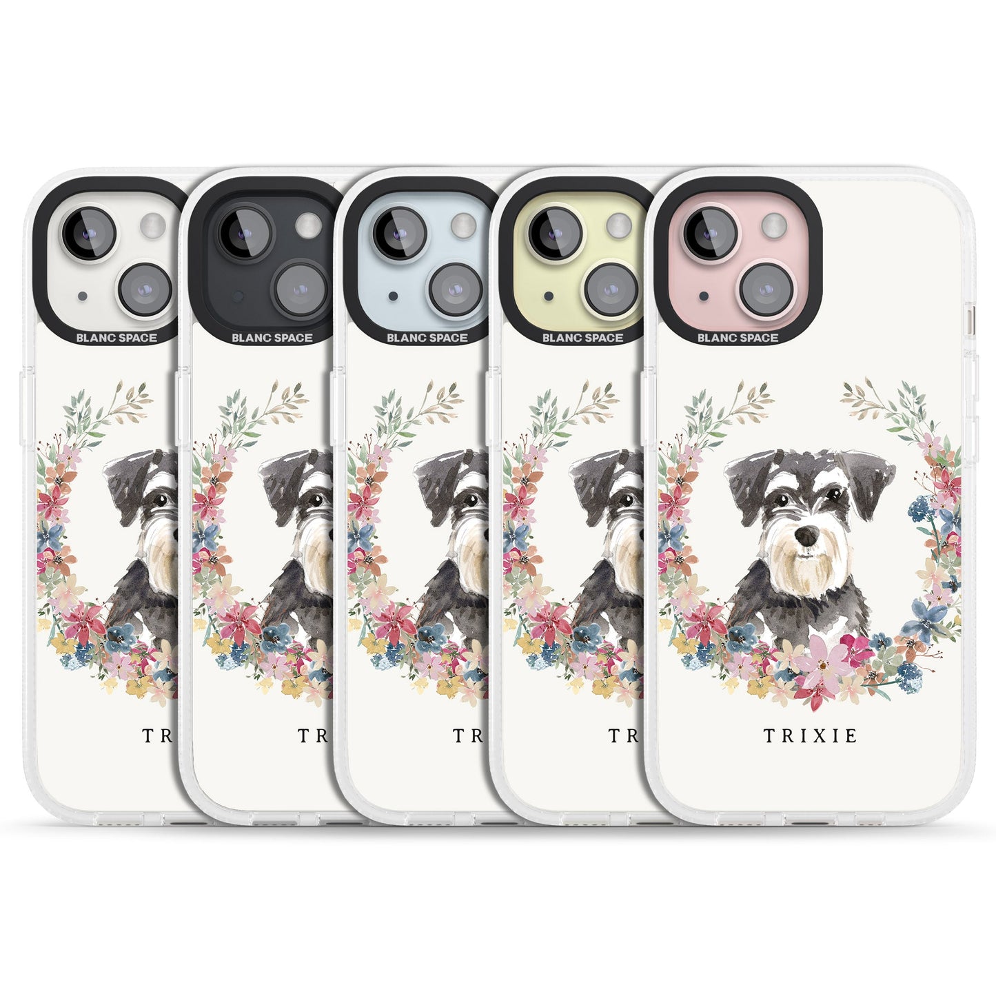 Personalised Watercolor Schnauzer Floral Portrait