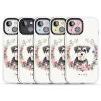 Personalised Watercolor Schnauzer Floral Portrait