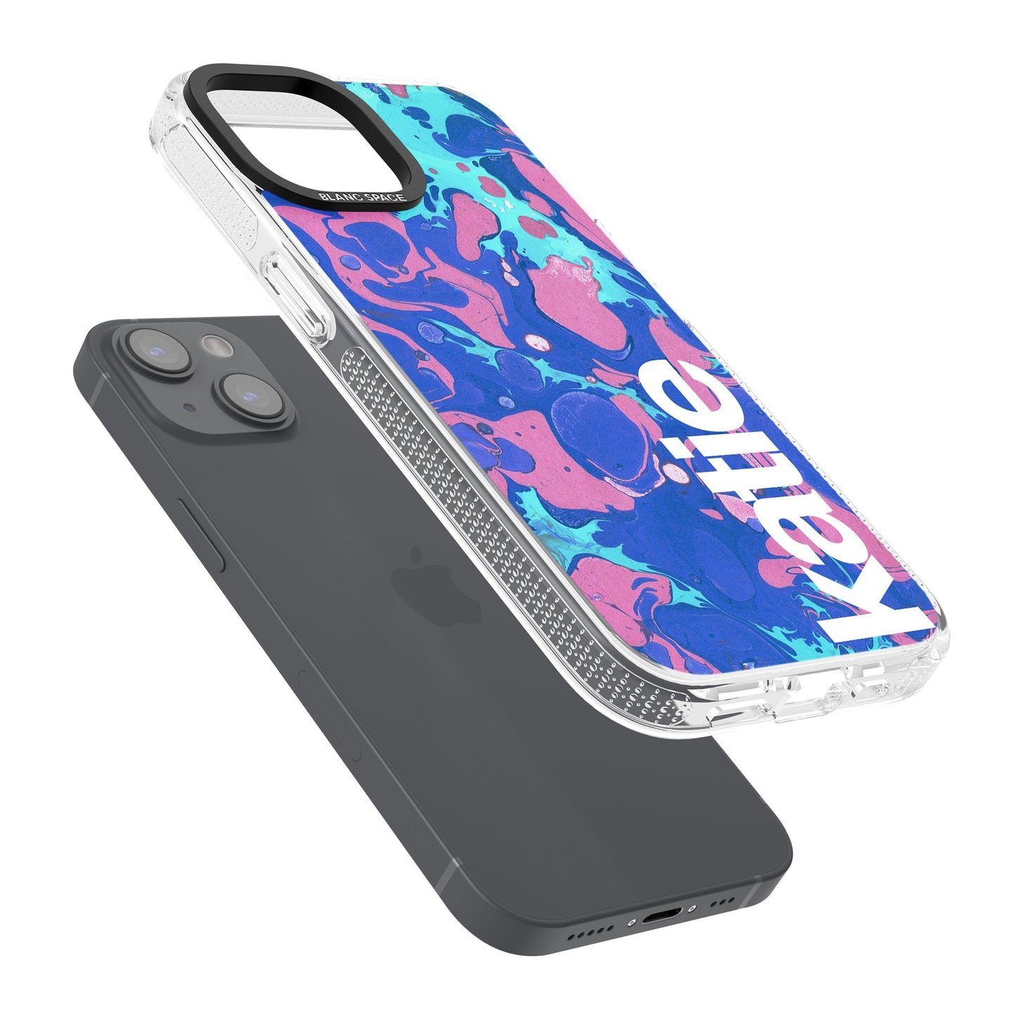 Personalisiertes marineblau-türkisfarbenes Marmor-Design